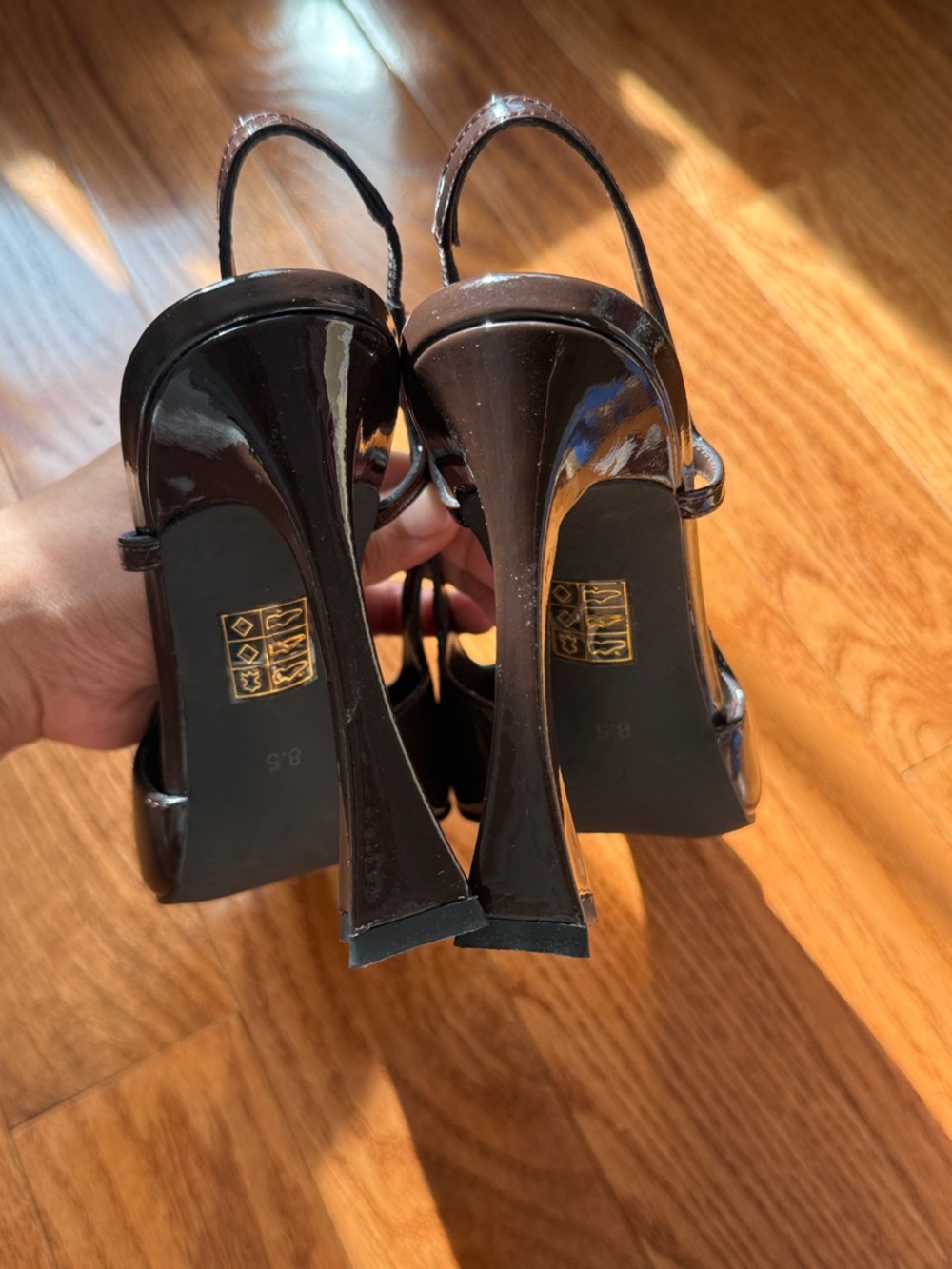 Jeffrey Campbell Brown Slingback Pumps with Gold & Amber Accent - Picture 3 of 5